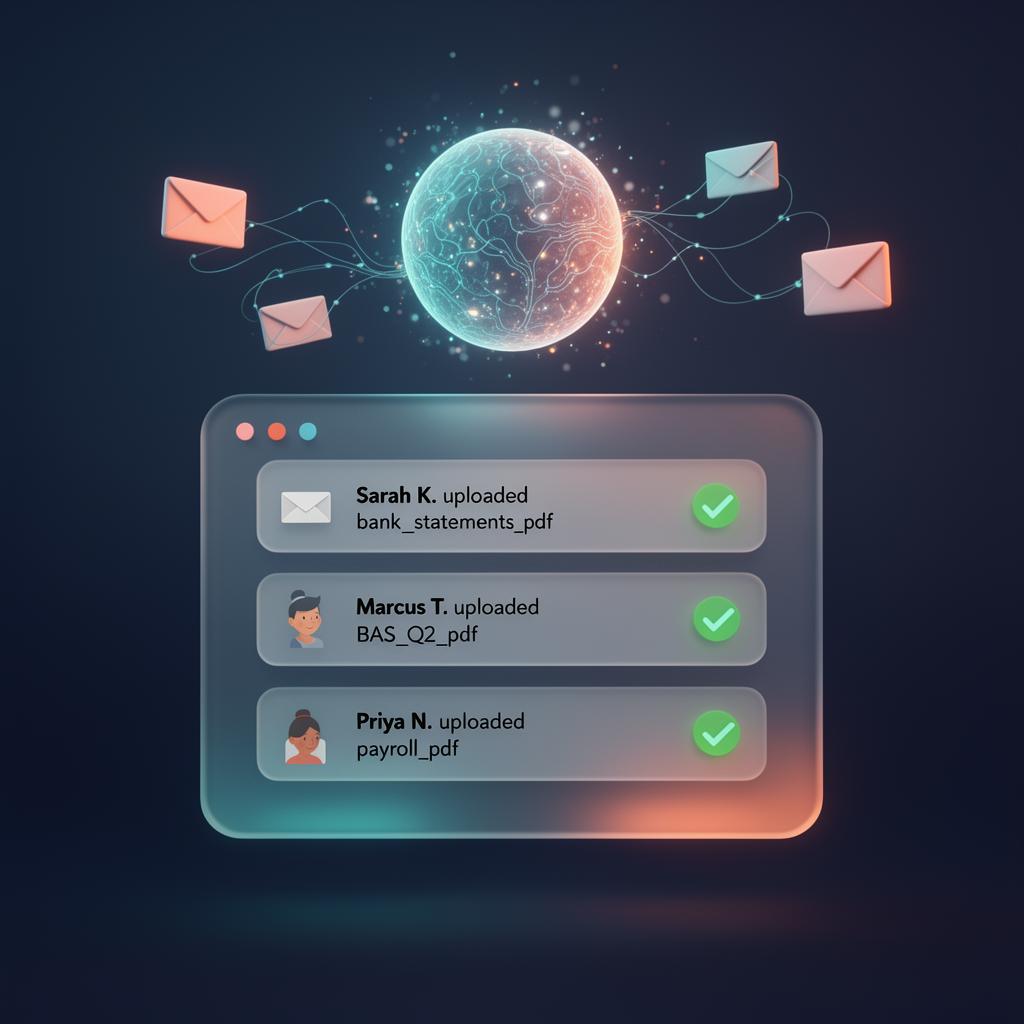DocChase AI agent collecting documents from clients into an inbox
